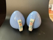 Hall's Rose Parade Salt Pepper Shakers Vintage Blue Floral picture