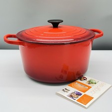VTG LE CREUSET Rare 7-Qt DUTCH OVEN 26 Round Covered TRADITION Minty CERISE RED picture