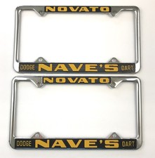 2 Vintage Dodge Dart License Plate Frame Nave's Novato California Marin County picture