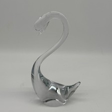 Vintage 1976 Signed Lyn Art Glass Swan Figurine Paperweight Large 8.5