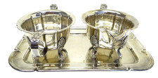 Vintage Used Silverplate NYSOLV 60 GP H Creamer Sugar Dish Tray Set Old picture