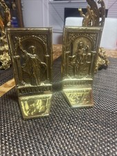 Pair of Rare Solid Brass Libertas & Justitia Bookends by Virginia Metalcrafters picture