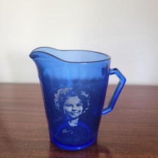Vintage 1930's Shirley Temple Cobalt Blue Glass 4 1/2