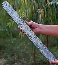 20X2 HAND FORGED DAMASCUS STEEL BILLET / BAR KNIFE MAKING SUPPLY FEATHER PATTERN picture