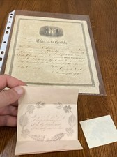 Antique 1849 Marriage Certificate Rhode Island RI WILLIAM H WILBUR ELIZA S MANN picture