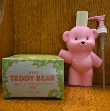 Vintage 1981 Unused Avon Teddy Bear Baby Lotion Dispenser Pink W/box picture