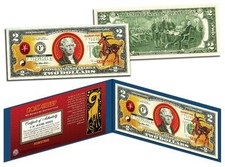 Chinese Zodiac * YEAR OF GOAT / SHEEP * Colorized $2 Bill Lucky Money New Lunar picture