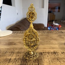 Vintage Stylebuilt Ornate Gold Ormolu Filigree ROSES Perfume Bottle picture