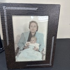 Vintage 1940s Hand-Tinted Mother and Baby Portrait – Early Color Studio Photo picture