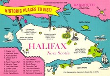 Map Historic Places To Visit Halifax Nova Scotia Canada Postcard picture
