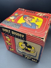 Rare 1950s Wind-up Disney TV Set (Yellow) With Original Box picture