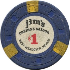 1971-1984 West Wendover, Nevada NV Jim's Casino & Saloon R7 $1 Casino Chip picture