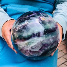 10.78LB Large Natural Fluorite Sphere Quartz Crystal Ball Energy Healing Stone picture