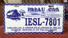 🛖 - PALAU - 1999 1st issue - blue Palau Community Action Agency license plate picture