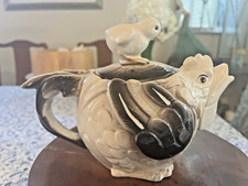Vintage FARMHOUSE ROOSTER TEAPOT Baby Chick Finial on the Lid picture