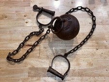 Antique YUMA Ball & Chain Cuffs Cast Iron antiqu Shackles Cuffs KANSAS Prison, picture