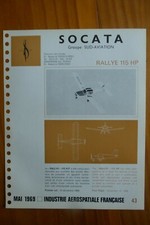 DOCUMENT USIAS 1969 SUD AVIATION SOCATA RALLYE 115 HP F-BPDR AIRCRAFT AVION  picture