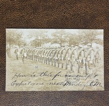 Antique 1906 WWI UNIFORMED SOLDIERS IN FORMATION Milwaukee Real Photo Postcard  picture