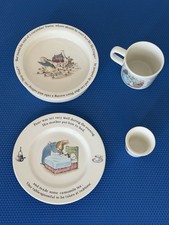 Vintage 1980s Wedgewood Bone China Featuring Peter Rabbit Plate Bowl 2 Cups picture