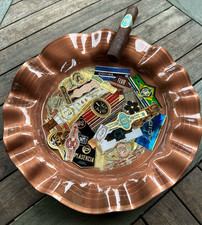 RARE & HANDMADE - Cigar Ashtray - Painted COPPER - ONE OF KIND picture