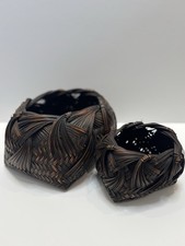 VINTAGE bamboo ikebana Japanese woven baskets. Set of two picture
