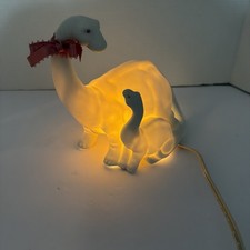 Vintage 1986 Gallery Art Ceramic Dinosaur Nightlight Lamp Momma And Baby Lamp picture