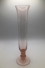 Vintage - Hand blown Etched Pink Bud Vase picture