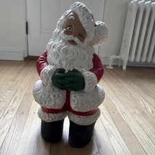 Vintage 70's Winking SANTA CLAUS Ceramic Atlantic Mold 20” Christmas Textured picture