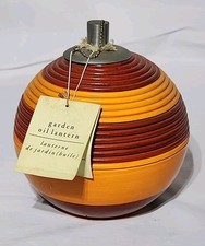 Vintage PIER 1 IMPORTS Garden Oil Lamps Hobnail Geometric Orange Red Rare  picture