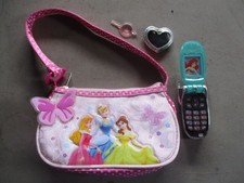 Vintage Disney Princess Childs Purse Key Cell Phone Pendent RARE Kit Handbag picture