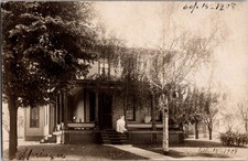 [52g16] Postcard RPPC 1908, Homestead Main Street Alliance Ohio, Lady on Porch picture