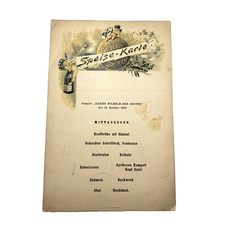 Norddeutscher Lloyd Bremen ~ SS KAISER WILHELM DER GROSSE MENU POSTCARD c. 1900 picture