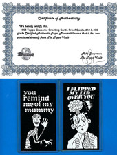 TOPPS VAULT TEST ISSUE GRUSOME GREETINGS 1968 PROOF CARDS NO.12 & 39 W/COA picture