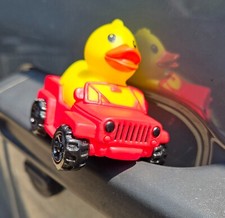RED 4x4 Rig  w/🚙 Rubber Duck driver,  Jeep ducking✌️ picture