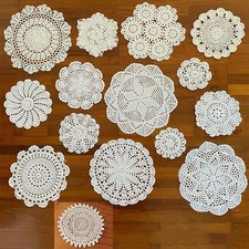 15Pcs/Lot 4.7-12in Vintage Hand Crochet Lace Doilies Flower Placemats Coasters picture