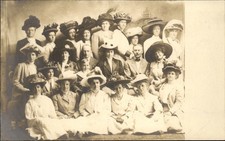 Large group of women in hats Studio Image c1910s Real Photo Vintage Postcard bhn picture