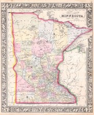 Minnesota County Map 1862 Mitchell's Atlas Vintage Historical Reprint Wall Art picture