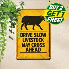 Caution Cow Crossing Warning Sign Frameless Rural Farm Road Metal Plaque 8x12 picture