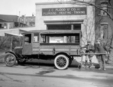 1910-1926 J. C. Flood & Co. Plumbing Truck Vintage Photograph 8.5