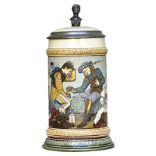 German Beer Stein Mettlach #2441 | Stoneware 0.5L, Antique 1899 picture
