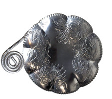 Farber & Shlevin Vintage floral Hand Wrought Aluminum Tray Dish Candy serving picture