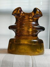 Hemingray-661 Streaked Amber Glass Insulator 12-41 Made in U.S.A. Vintage (1) picture