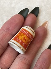 Vintage lipton's tea advertising porcelain thimble picture