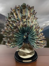 Montefiori Collection PEACOCK Italy Design Hand Painted Sculpture Statue 14” picture