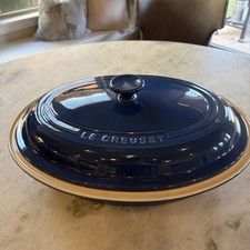 Vintage Le Creuset #35 Oval Dutch Oven 9.5 Qt Blue Enameled Iron Made In France picture