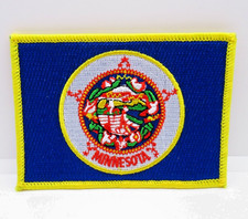 Minnesota Flag Patch Embroidered State Emblem Yellow Border Iron On picture