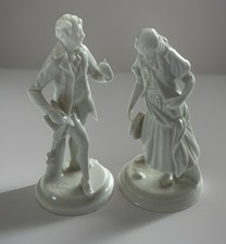 Vintage Rosenthal Porcelain Figurine Pair H833 H835 White US Zone Selb Germany picture