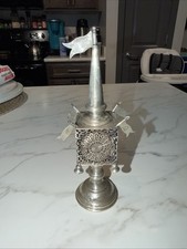 Antique Sterling Silver Besamim HAVDALAH Spice Tower Box 5 Flags 4 Bells 8” 86g picture