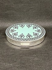 Vintage Charles of the Ritz Turquoise & Black Enamel Powder Compact – Art Deco picture