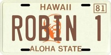 Magnum PI Tom Selleck 1980 Hawaii Robin 1 License plate picture
